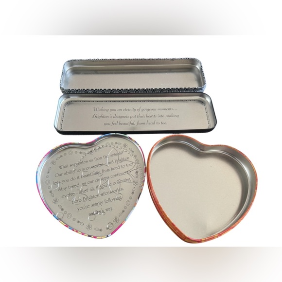 Retro Brighton Heart Shaped Jewelry Trinket Tin Box and long Black Jewelry Box - Picture 3 of 12